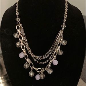 Ann Taylor Silver/Baby Blue Multi-Layer Necklace